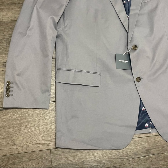 Indochino Mens Custom Blazer Light Gray Sailboat Lining Cotton NWT - Picture 2 of 10